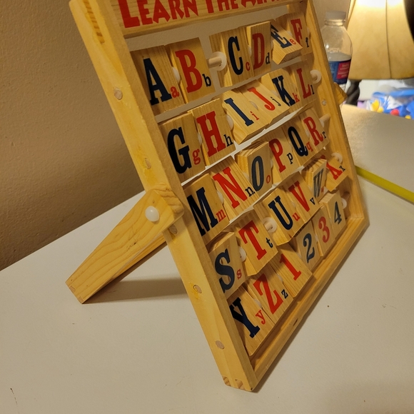 Vintage Learn the Alphabet Wooden ABC Toy Flip Letters Wood Toy - Picture 3 of 4